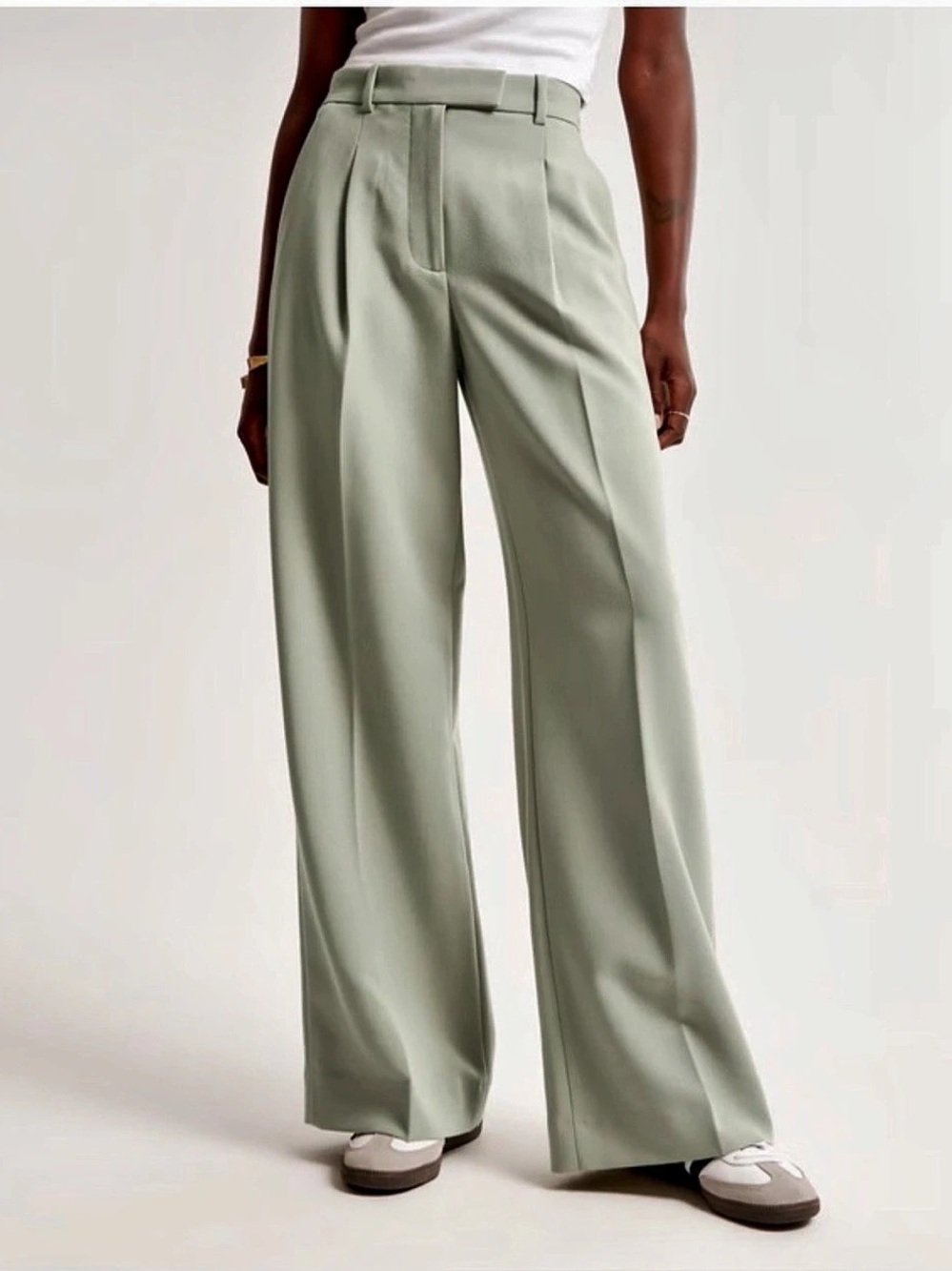 Abercrombie & Fitch Sloane Tailored Wide Leg Pant Green Waist 26